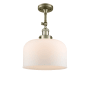 Innovations Lighting X-Large Bell 12" Wide Semi-Flush Ceiling Fixture with 16" Height Antique Brass / Matte White