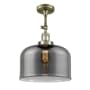 Innovations Lighting X-Large Bell 12" Wide Semi-Flush Ceiling Fixture with 16" Height Antique Brass / Plated Smoke