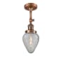 Innovations Lighting Geneseo Single Light 6-1/2" Wide Semi-Flush Ceiling Fixture Antique Copper / Clear Crackle