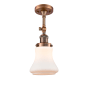 Innovations Lighting Bellmont Single Light 6" Wide Convertible Semi-Flush Ceiling Fixture Antique Copper / Matte White
