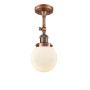 Innovations Lighting Beacon Single Light 6" Wide Semi-Flush Ceiling Fixture Antique Copper / Matte White Cased