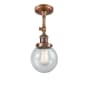 Innovations Lighting Beacon Single Light 6" Wide Semi-Flush Ceiling Fixture Antique Copper / Seedy