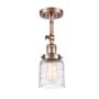 Innovations Lighting Bell 5" Wide Semi-Flush Ceiling Fixture with Shade Antique Copper / Deco Swirl