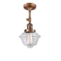 Innovations Lighting Small Oxford Single Light 8" Wide Convertible Semi-Flush Ceiling Fixture Antique Copper / Clear