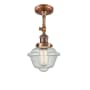 Innovations Lighting Small Oxford Single Light 8" Wide Convertible Semi-Flush Ceiling Fixture Antique Copper / Seedy