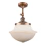 Innovations Lighting Large Oxford 12" Wide Semi-Flush Ceiling Fixture with 16" Height Antique Copper / Matte White