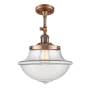 Innovations Lighting Large Oxford 12" Wide Semi-Flush Ceiling Fixture with 16" Height Antique Copper / Clear