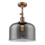 Innovations Lighting X-Large Bell 12" Wide Semi-Flush Ceiling Fixture with 16" Height Antique Copper / Plated Smoke
