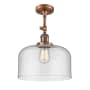 Innovations Lighting X-Large Bell 12" Wide Semi-Flush Ceiling Fixture with 16" Height Antique Copper / Seedy