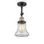 Innovations Lighting Bellmont Single Light 6" Wide Convertible Semi-Flush Ceiling Fixture Black Antique Brass / Clear