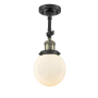 Innovations Lighting Beacon Single Light 6" Wide Semi-Flush Ceiling Fixture Black Antique Brass / Matte White Cased