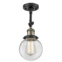 Innovations Lighting Beacon Single Light 6" Wide Semi-Flush Ceiling Fixture Black Antique Brass / Clear