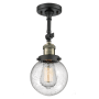 Innovations Lighting Beacon Single Light 6" Wide Semi-Flush Ceiling Fixture Black Antique Brass / Seedy