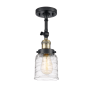 Innovations Lighting Bell 5" Wide Semi-Flush Ceiling Fixture with Shade Black Antique Brass / Deco Swirl