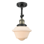Innovations Lighting Small Oxford Single Light 8" Wide Convertible Semi-Flush Ceiling Fixture Black Antique Brass / Matte White Cased