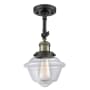 Innovations Lighting Small Oxford Single Light 8" Wide Convertible Semi-Flush Ceiling Fixture Black Antique Brass / Clear
