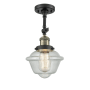 Innovations Lighting Small Oxford Single Light 8" Wide Convertible Semi-Flush Ceiling Fixture Black Antique Brass / Seedy