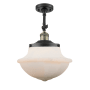Innovations Lighting Large Oxford 12" Wide Semi-Flush Ceiling Fixture with 16" Height Black Antique Brass / Matte White