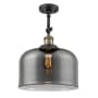Innovations Lighting X-Large Bell 12" Wide Semi-Flush Ceiling Fixture with 16" Height Black Antique Brass / Plated Smoke