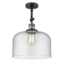 Innovations Lighting X-Large Bell 12" Wide Semi-Flush Ceiling Fixture with 16" Height Black Antique Brass / Seedy