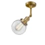 Innovations Lighting Beacon Single Light 6" Wide Semi-Flush Ceiling Fixture Brushed Brass / Clear