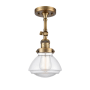 Innovations Lighting Olean 7" Wide Convertible Semi-Flush Ceiling Fixture / Convertible to Wall Sconce Brushed Brass / Clear