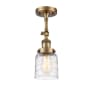 Innovations Lighting Bell 5" Wide Semi-Flush Ceiling Fixture with Shade Brushed Brass / Deco Swirl