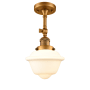 Innovations Lighting Small Oxford Single Light 8" Wide Convertible Semi-Flush Ceiling Fixture Brushed Brass / Matte White Cased