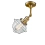 Innovations Lighting Small Oxford Single Light 8" Wide Convertible Semi-Flush Ceiling Fixture Brushed Brass / Clear