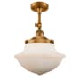 Innovations Lighting Large Oxford 12" Wide Semi-Flush Ceiling Fixture with 16" Height Brushed Brass / Matte White