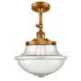 Innovations Lighting Large Oxford 12" Wide Semi-Flush Ceiling Fixture with 16" Height Brushed Brass / Seedy
