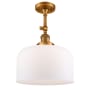 Innovations Lighting X-Large Bell 12" Wide Semi-Flush Ceiling Fixture with 16" Height Brushed Brass / Matte White