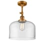 Innovations Lighting X-Large Bell 12" Wide Semi-Flush Ceiling Fixture with 16" Height Brushed Brass / Clear
