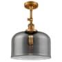 Innovations Lighting X-Large Bell 12" Wide Semi-Flush Ceiling Fixture with 16" Height Brushed Brass / Plated Smoke