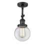 Innovations Lighting Beacon Single Light 6" Wide Semi-Flush Ceiling Fixture Matte Black / Clear