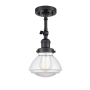 Innovations Lighting Olean 7" Wide Convertible Semi-Flush Ceiling Fixture / Convertible to Wall Sconce Matte Black / Clear