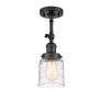 Innovations Lighting Bell 5" Wide Semi-Flush Ceiling Fixture with Shade Matte Black / Deco Swirl