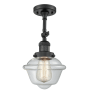 Innovations Lighting Small Oxford Single Light 8" Wide Convertible Semi-Flush Ceiling Fixture Matte Black / Clear