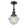 Innovations Lighting Small Oxford Single Light 8" Wide Convertible Semi-Flush Ceiling Fixture Matte Black / Seedy
