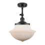Innovations Lighting Large Oxford 12" Wide Semi-Flush Ceiling Fixture with 16" Height Matte Black / Matte White