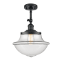 Innovations Lighting Large Oxford 12" Wide Semi-Flush Ceiling Fixture with 16" Height Matte Black / Clear