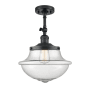 Innovations Lighting Large Oxford 12" Wide Semi-Flush Ceiling Fixture with 16" Height Matte Black / Seedy