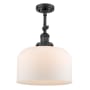 Innovations Lighting X-Large Bell 12" Wide Semi-Flush Ceiling Fixture with 16" Height Matte Black / Matte White