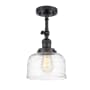 Innovations Lighting Bell 8" Wide Semi-Flush Ceiling Fixture Matte Black / Clear Deco Swirl