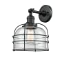 Innovations Lighting Large Bell Cage 8" Wide Semi-Flush Ceiling Fixture with 16" Height Matte Black / Clear
