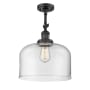 Innovations Lighting X-Large Bell 12" Wide Semi-Flush Ceiling Fixture with 16" Height Matte Black / Clear