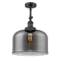 Innovations Lighting X-Large Bell 12" Wide Semi-Flush Ceiling Fixture with 16" Height Matte Black / Plated Smoke
