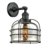 Innovations Lighting Large Bell Cage 8" Wide Semi-Flush Ceiling Fixture with 16" Height Matte Black / Silver Plated Mercury