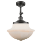 Innovations Lighting Small Oxford Single Light 8" Wide Convertible Semi-Flush Ceiling Fixture Oil Rubbed Bronze / Matte White Cased