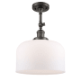 Innovations Lighting X-Large Bell 12" Wide Semi-Flush Ceiling Fixture with 16" Height Oil Rubbed Bronze / Matte White